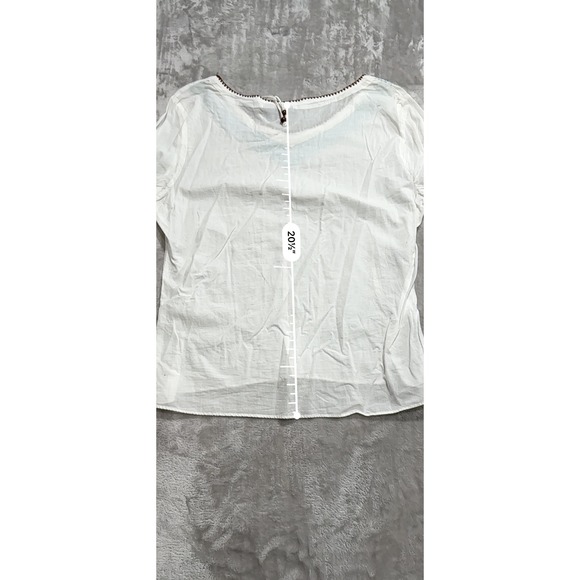 Anchor Blue Blouse Pullover Women's Size Large White Long Sleeve Semi-Sheer Flaw - Picture 9 of 12